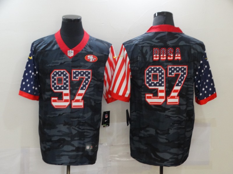 Men's San Francisco 49ers #97 Nick Bosa 2020 Camo USA Flag Limited Stitched Jersey